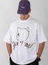 Oversized Unisex T-Shirt Λευκό με Cat Print You N' Me – 100% Βαμβάκι (Cotton)|UNMI
