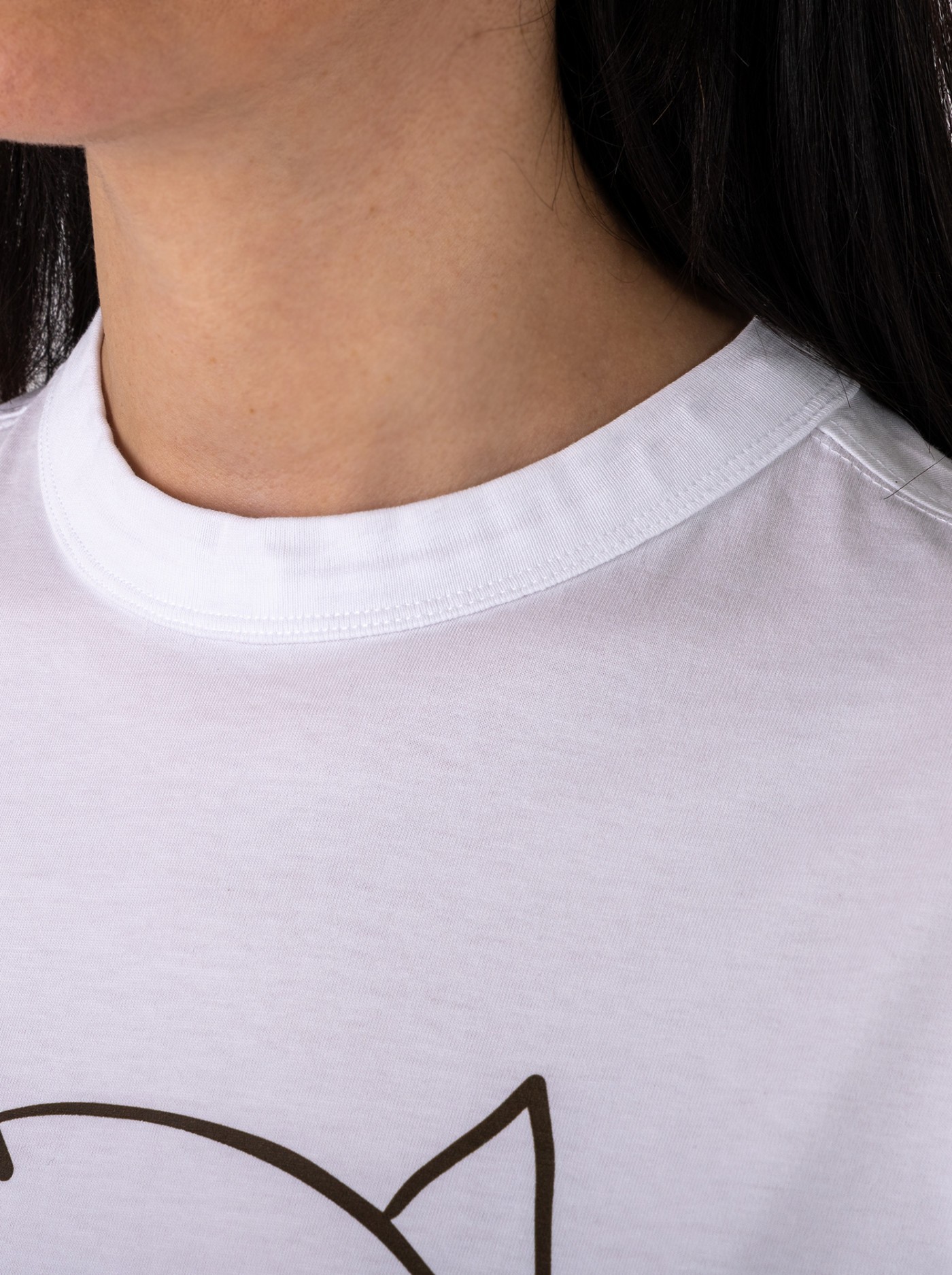 Oversized Unisex T-Shirt Λευκό με Cat Print You N' Me – 100% Βαμβάκι (Cotton)|UNMI