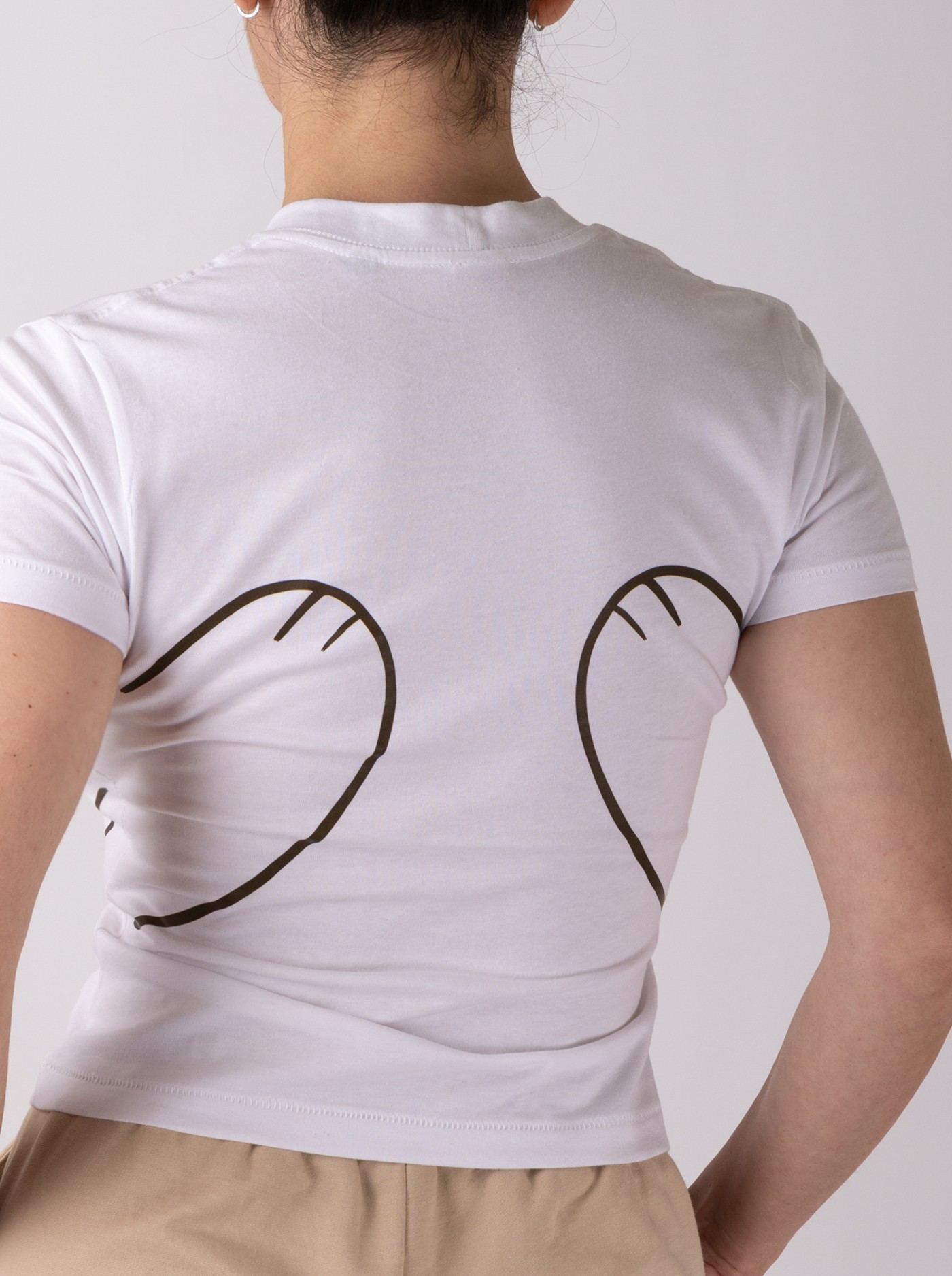 Γυναικείο Crop T-Shirt Λευκό Oversized με Print You n’ Me – UNMI